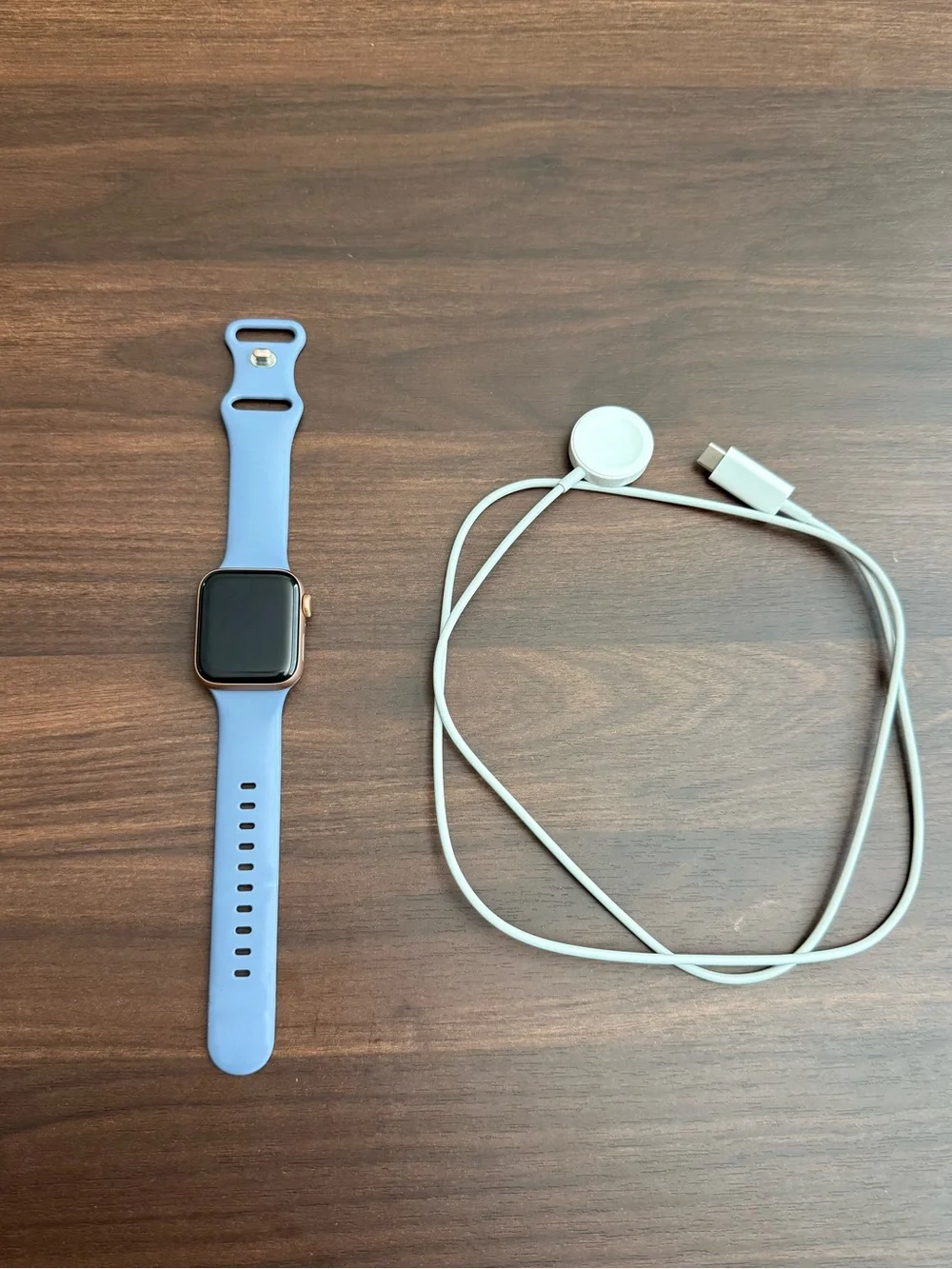 Blue Silicone Band Smartwatch with Gold-Tone Case